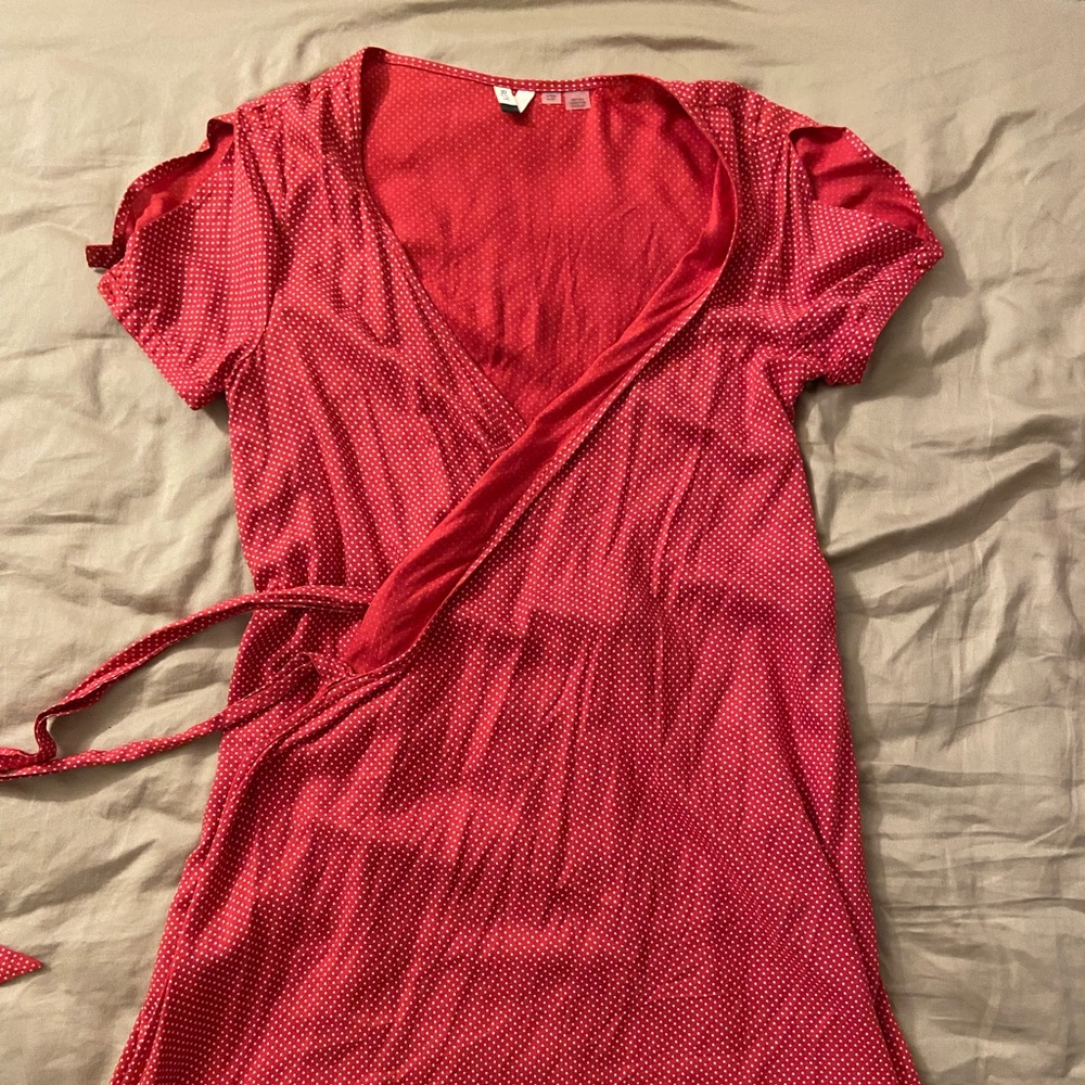 Womens red mini polka dot dress